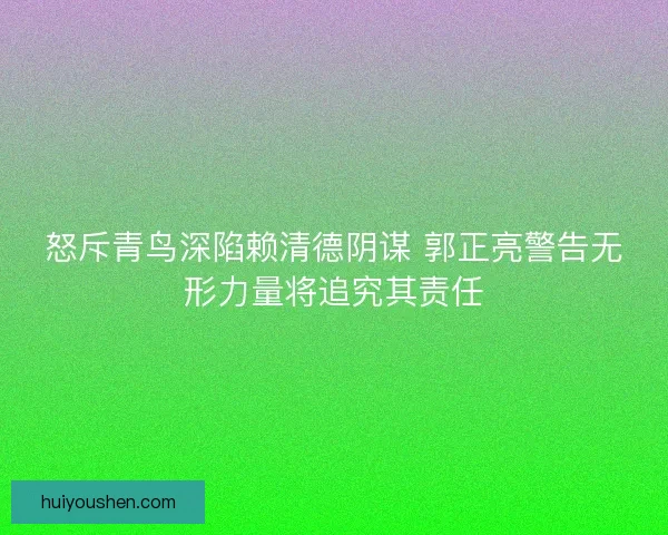 怒斥青鸟深陷赖清德阴谋 郭正亮警告无形力量将追究其责任 怒斥青鸟深陷赖清德阴谋 郭正亮警告无形力量将追究其责任